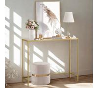 Pirlo Plush Tempered Glass Console Table for Hallway Living Gold Pirlo Plush Gold