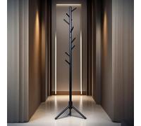 Pirlo Plush Wooden Adjustable Coat Stand With 8 Hooks in Black Pirlo Plush Black