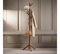 Rafaelo Mobilia Wooden Coat Stand Stand With 8 Hooks Brown