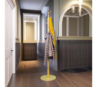 Rafaelo Mobilia Wooden Coat Stand With 8 Hooks Brown With Round Base