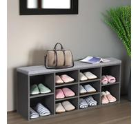 Pirlo Plush Wooden Shoe Storage Bench With Cushioned Seat 104CM Grey Pirlo Plush Grey