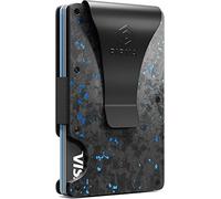 PIRNA Slim RFID Blocking Minimalist Card Wallet for Men, Thin Front Pocket Wallet with Money Clip, Real Forged Carbon Wallets for Men in UK with Gift Box - Blue Carbon Forded