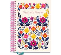 Pirongs 2025-2026 A4 Teacher Planner | 9 Lesson Planner | Undated, Hardback, Wiro-bound | Flowers on Parade