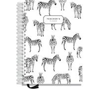 Pirongs Teacher Planner 2025-2026 A4 | 6 Lesson Page a Day | Undated, Hardback, Wiro-bound - Zebra