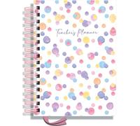 Pirongs Teacher Planner 2025-2026 - A5 8 Lesson Page a Day | Undated Hardback Wiro-bound - Polka Party