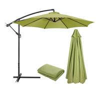 Pirw Replacement Parasol Canopy, 2.7M + 6 Arms, Anti-UV & Waterproof Replacement Garden Canopy, Cantilever Parasol Top Fabric Cover for Garden Deck Backyard and Pool (Agate Green, 6 Ribs)