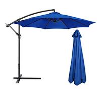 Pirw Replacement Parasol Canopy, 2.7M + 8 Arms, Anti-UV & Waterproof Replacement Garden Canopy, Cantilever Parasol Top Fabric Cover for Garden Deck Backyard and Pool (Navy Blue, 8 Ribs)