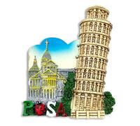 Pisa 3D Magnet - Cathedral and Leaning Tower - Decorative Fridge Magnet and Magnetic Board - City of Art and History Souvenir - 7.5x6.5cm