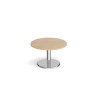 Pisa circular coffee table with round chrome base 800mm - Kendal oak