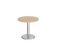 Pisa circular dining table with round chrome base 800mm - Kendal oak