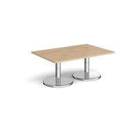 Pisa rectangular coffee table with round chrome bases 1200mm x 800mm - Kendal oak
