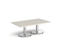 Pisa rectangular coffee table with round chrome bases 1400mm x 800mm - Light Grey