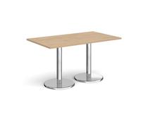 Pisa rectangular dining table with round chrome bases 1400mm x 800mm - Kendal oak