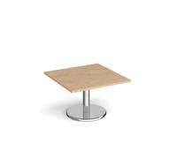 Pisa square coffee table with round chrome base 800mm - Kendal oak