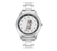 Pisa Tower Fashion Quartz Wrist Watch Stainless Steel Wristwatches with Arabic Numerals for Men Women