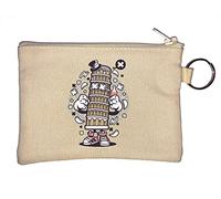 Pisa Tower Hip Hop Styled Italy Architecture Key Chain Coin Purse Beige