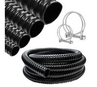Pisces 15M Pond Hose 25mm With Clips Flexible Black Pvc Corrugated Pipe Double Wire For Water Butt Tubing Anti Kink Marine Ribbed