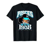 Pisces 1958 Astro Year Melanin Queen Afro Goddess T-Shirt