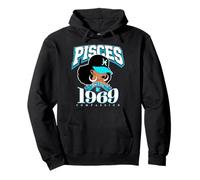 Pisces 1969 Black Zodiac Queen Pullover Hoodie