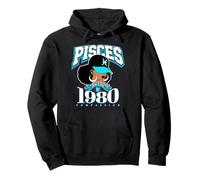 Pisces 1980 Queen Zodiac Traits Afro Diva Birthday Pullover Hoodie