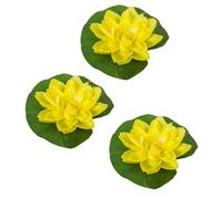 Pisces 3 Pack Large 24Cm Yellow Floating Lily Artifical Pond Plant Decoration Lillies