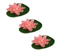 Pisces 3 Pack Pink Floating Pink Artifical Pond Plant Decoration Lillies