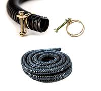 Pisces 5m Black Corrugated Hose with Double Wire Clips, 50mm Internal Diameter Pond PVC Hosing