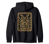 Pisces Art Deco Zodiac Graphic Zip Hoodie