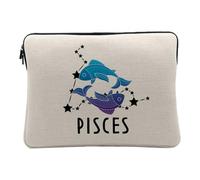 Pisces Astrology Sign Celestial Solar Prediction Computer and Tablet Case Linen Look 14-15 Inches Protective Laptop Sleeve Printed in France