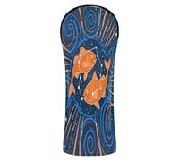 Pisces Blue Orange Drawing Golf Head Cover Set Waterproof Headcover with Interchangeable No. Tags for Driver, Woods and Hybrid
