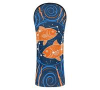 Pisces Blue Orange Drawing Head Covers for Golf Clubs Waterproof Headcover with Number Tag for Driver, Fairway Wood Hybrid 1pcs
