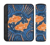 Pisces Blue Orange Drawing Padded Seatbelt Strap Cover,Protects Your Neck and Shoulders,Shoulder Pads for seat Belt for SUV Airplane Van Protector para cinturón de carro 2 Pack