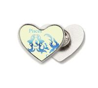 Pisces Cancer Pair Constellation Heart Metal Pin Brooch Clip Love