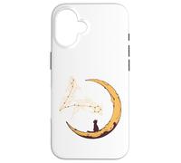 Pisces Constellation Fishes Star Watching Cat Crescent Moon Case for iPhone 16