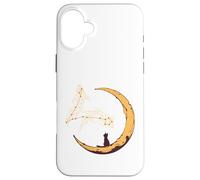 Pisces Constellation Fishes Star Watching Cat Crescent Moon Case for iPhone 16 Plus