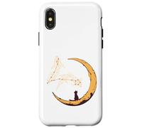 Pisces Constellation Fishes Star Watching Cat Crescent Moon Case for iPhone X/XS