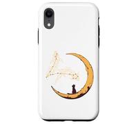 Pisces Constellation Fishes Star Watching Cat Crescent Moon Case for iPhone XR