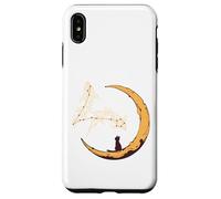 Pisces Constellation Fishes Star Watching Cat Crescent Moon Case for iPhone XS Max