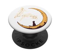 Pisces Constellation Fishes Star Watching Cat Crescent Moon PopSockets Adhesive PopGrip