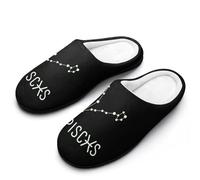 Pisces Constellation Slippers Women Winter Warm Cotton Hotel Slippers Anti-Slip Indoor Slip-Ons House Shoes 7-8（39-40