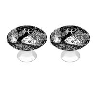 Pisces Constellation Two Fish Round Cabinet Pulls Drawer Knobs 1.1 Inch Handles for Kitchen Dresser Set of 2