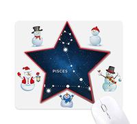 Pisces Constellation Zodiac Sign Christmas Snowman Family Star Mouse Pad