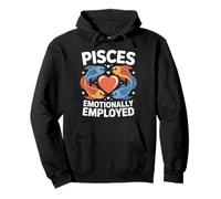 Pisces Emotionally Employed Zodiac Heart Fish Art Pullover Hoodie