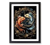 Pisces Fish Zodiac Classicism Framed Wall Art Print A2 Black