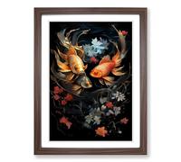 Pisces Fish Zodiac Classicism Framed Wall Art Print A2 Walnut
