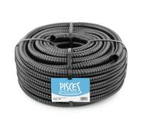 Pisces Flexible Pond Hose Pipe | 25mm (1 inch) x 30 Metre Roll | Corrugated Black Tubing for Filter Pumps and UVC Systems