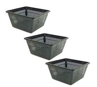 Pisces Pond Square Plant Basket 23 x 23 x 13cm - 3 Pack of Pond Planting Pot