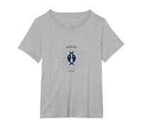 Pisces Season Zodiac Art - Celestial Fish Symbol T-Shirt, Women's Plus, Heather Grey, 1X