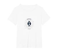 Pisces Season Zodiac Art - Celestial Fish Symbol T-Shirt, Women's Plus, White, 1X
