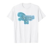 Pisces Sign Horoscope Teal Blue Astrology Graphic Zodiac Value Graphic T-Shirt, Men, White, S